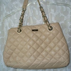 Kate Spade Cream Beige Large Tote Quilted Hand Bag